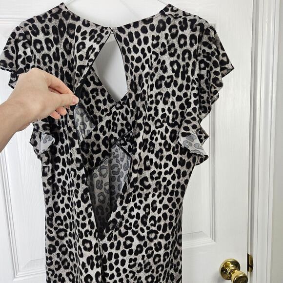 Michael Kors Leopard Print Dress Womens L Date Night Flowy Stretch Animal - Picture 6 of 7